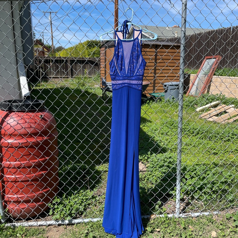 Elegant Blue Halter Dress